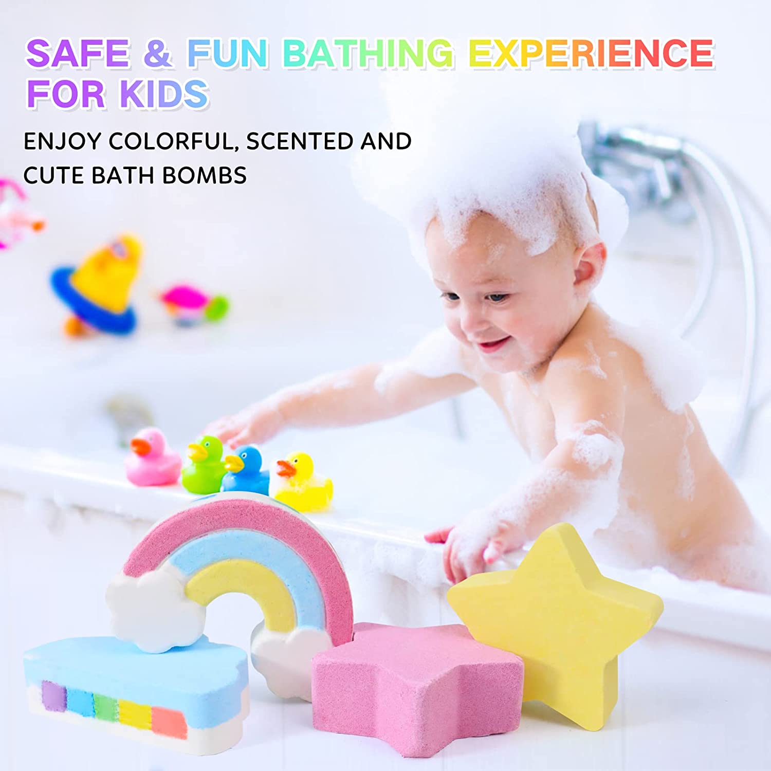 Private Label Rainbow Bath Bombs For Kids