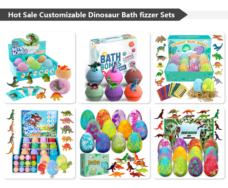 Dinosaur Bath Bombs With Toys Inside Package Design